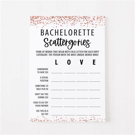 21 Bachelorette Party Favors for Your Girls Weekend. . Bachelorette scattergories